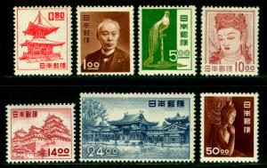 JAPAN 1950-51  NATIONAL TREASURE  set   Sk# 341-347  MINT MH