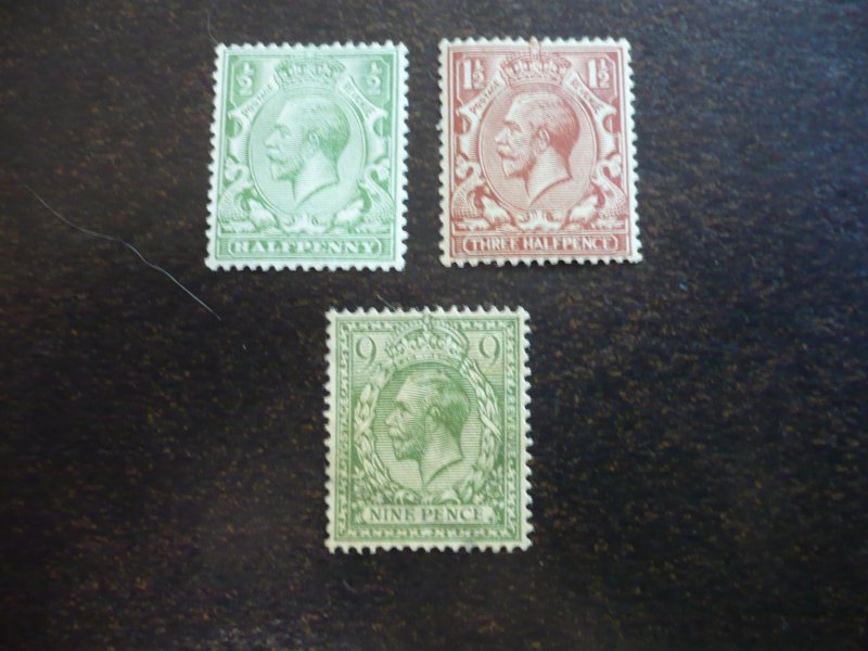 Stamps - Great Britain - Scott#187,189,198 - Mint Hinged Part Set of 3 Stamps