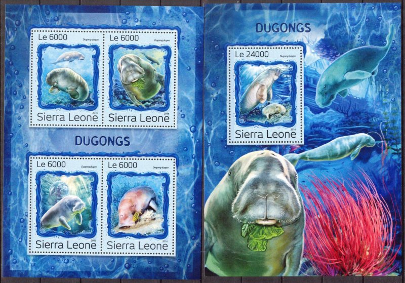 Sierra Leone 2016 Marine Life Dugongs Sheet + S/S MNH