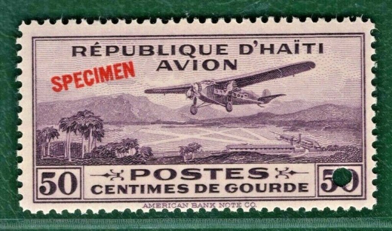HAITI Air Mail Stamp Scott.C2 50c (1929) SPECIMEN Superb Mint MNH UMM OG PURPLE4