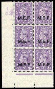 BOFIC-1943 KGVI 3d pale violet MLH Control L42 Cylinder 21 block. SG M14