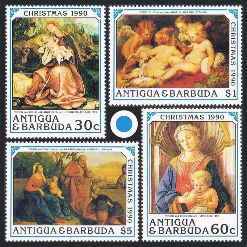 Antigua 1361-1363-1364-1367,1369,MNH.Michel 1435/4441,Bl.191. Christmas 1990.