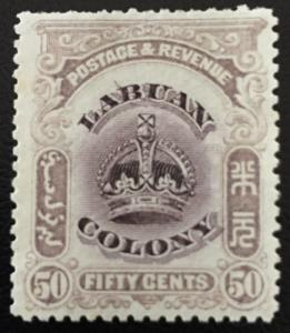 Malaya 1902-03 Labuan Crown 50c MNG Line through B SG#127b CV£200 MA1595