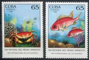 CUBA   Sc# 3929-3930 crab YEAR OF THE OCEANS Cpl set of 2  1998  MNH mint