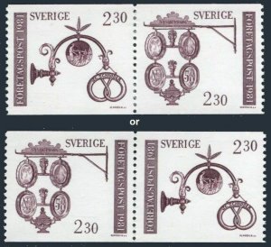 Sweden 1384-1385a, MNH. Michel 1166-1167. Baker's sing, Pewter shop sing, 1981.