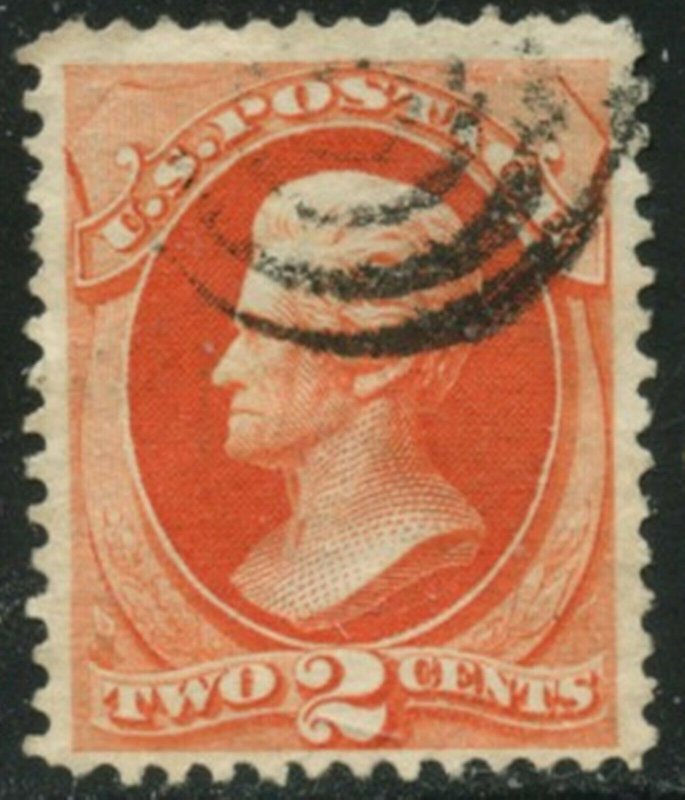 US Sc#178 1875 2c Vermilion CBN Wove Paper F-VF Centered Sound Used