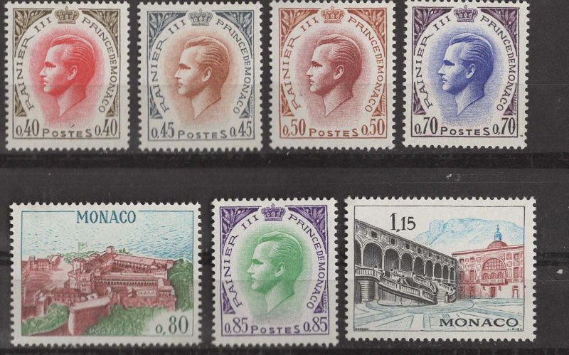 Monaco # 725-731  Rainier III, Palace, etc.  1969   (7)  Mint NH