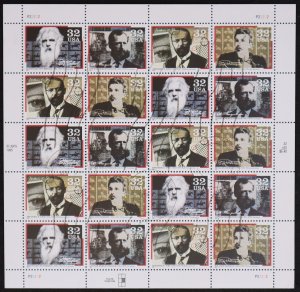 U.S. Used #3064a 32c Pioneers of Communication. Sheet of 20. CDS Cancel. Choice!