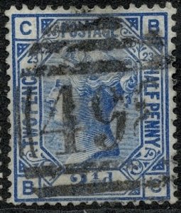 QV 1880-83 2 1/2d Blue Wmk. 49 (Imp Crown) used S.G. 157 Pl.23