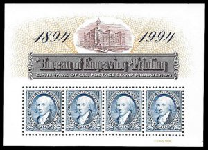 PCBstamps   US #2875 S.S. $8.00(4x$2.00)Bureau of Engraving Cent., MNH, (11)