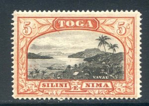 Tonga 5/- Black & Brown Red SG82 Mounted Mint