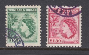 Trinidad & Tobago Sc 82, 83 used. 1953 QE Definitives, perf 12, sound, fresh, VF