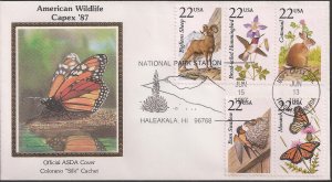 Set of 10 Colorano Silk Combo FDCs for the 1987 North American Wildlife Issue