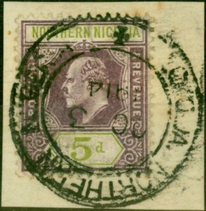 Northern Nigeria 1911 5d Dull Purple & Olive-Green SG34 Fine Used on Piece