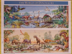 U.S. Used #3136 32c World of Dinosaurs Souvenir Page  #SP1236 Scott: $16.00