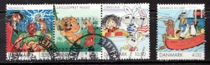 2002 Denmark Sc #1218-21 Illustrated Cartoons  Used stamp set Cv$7.80