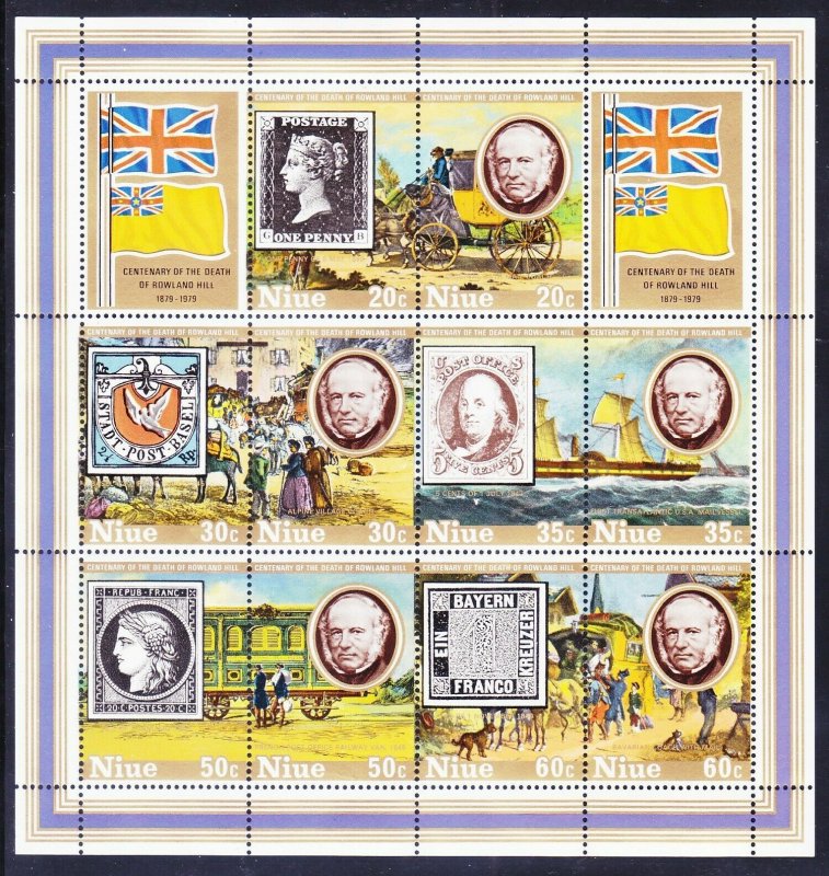 Niue 245c MNH 1979 Sir Rowland Hill Stamp on Stamp Souvenir Sheet of 10 VF