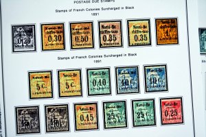 COLOR PRINTED FRENCH MADAGASCAR 1889-1957  STAMP ALBUM PAGES (46 illustr. pages)