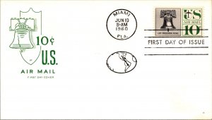 FDC 1960 - 10c US Airmail - Miami, Fl - F37532