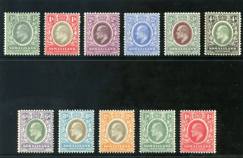 Somaliland 1905 KEVII set complete (ordinary paper) MLH. SG 45-59.