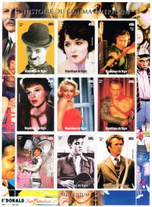 Niger 1998 American Cinema History/Chaplin/Monroe/Presley Shlt (9) Perforated