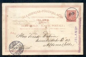 ICELAND 1905, 10aur card w/Iceland Numeral cancel #40, to Denmark w/arrival cds