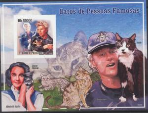 TOME PRINCIPE SHEET IMPERF FAMOUS PEOPLE CATS