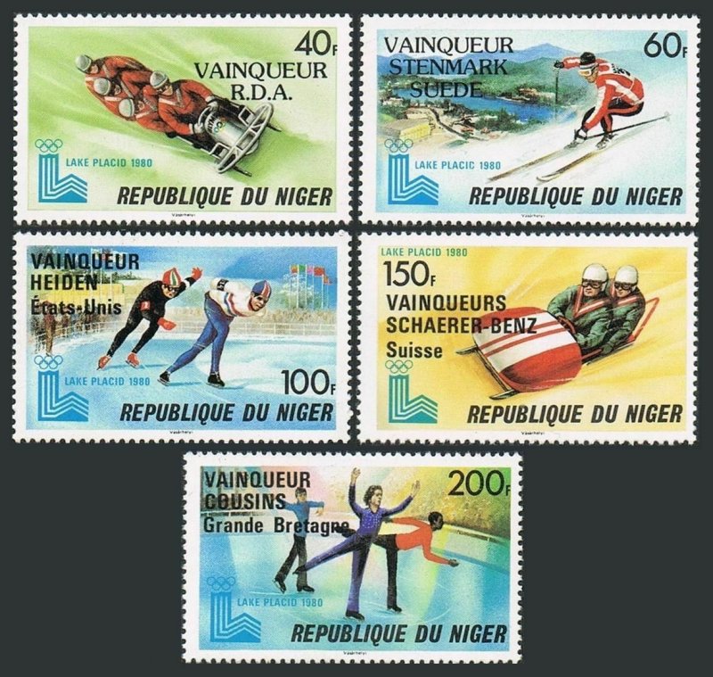 Niger 501-505,506,MNH.Michel 700-704,Bl.28. Olympics Lake Placid-1980.Winners.