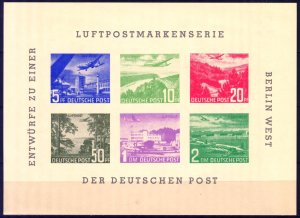 Berlin Germany 1957 Aviation Airplanes Entwurfe Special Sheet MNH