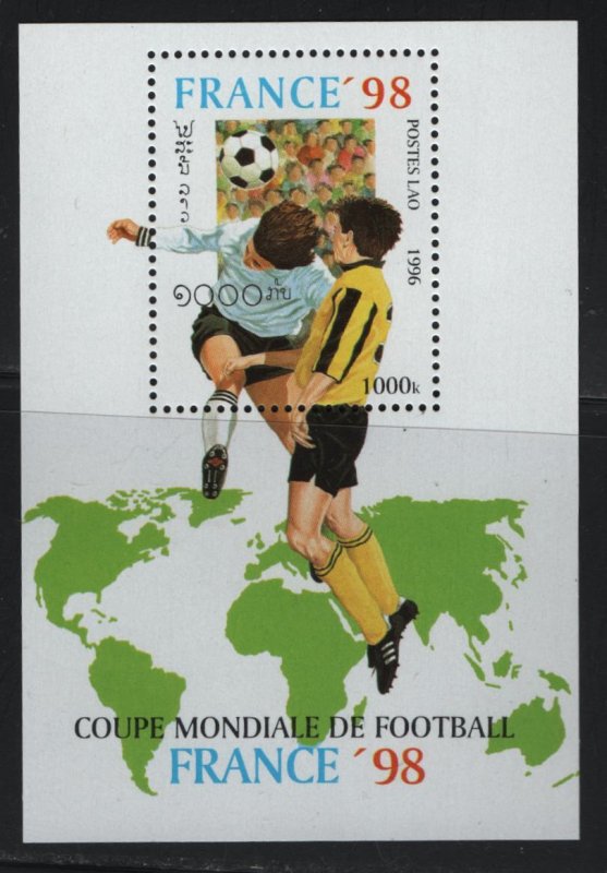 LAOS, 1273, SOUVENIR SHEET, MNH, 1996, SOCCER