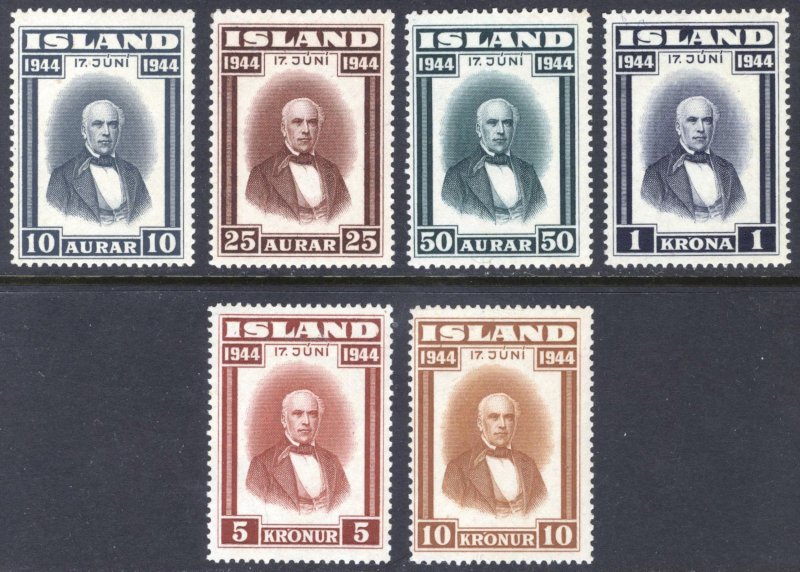 Iceland 1944 10a-10k Jon Sigurdsson Scott 240-248 MNH Cat $95