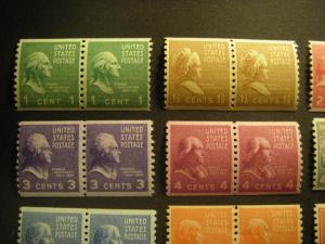 PREXIE COIL PAIRS COMPLETE, Scott 839 - 851, MNH Beauties, CV $72