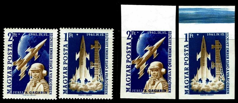 1961 Hungary #1381-82 & 1381a-82a 1st Man in Space - OGNH - VF - $64.00 (E#1836)