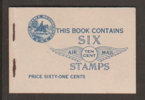 US Sc BKC1 MNH. 1928 10c Air Mail Booklet, 2 stamps missing, scarce