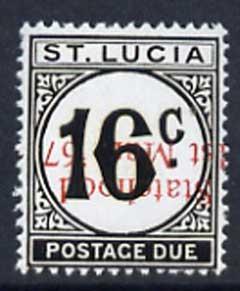 St Lucia 1967 Postage Due 16c 'Statehood' opt in red (inv...