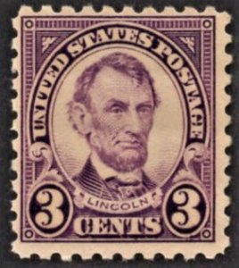 US 584 MNH VF 3 Cent Abraham Lincoln Perforated 10 Scarce! CV $60