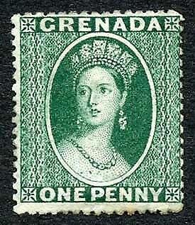 Grenada SG4 1d Green wmk Small Star (sideways) Rough Perf 14 to 16 M/M