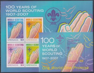 GRENADA #3632-3 MNH SHEET of 4 and S/S BOY SCOUTS CENTENARY