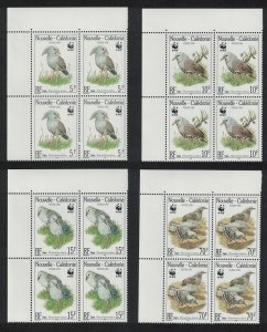 New Caledonia Birds WWF Kagu 4 Corner Blocks of 4 1998 MNH SC#798-801