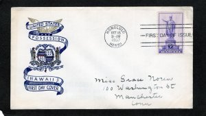 799 Hawaii, FDC Plimpton cachet addressed