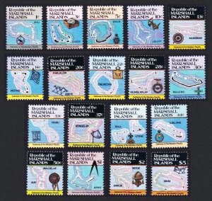 Marshall Is. Map and Navigations 18v 1984 MNH SC#35-49A SG#5-19