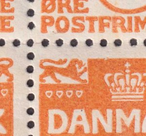 DENMARK - SCOTT 57  MINT NEVER HINGED OG ** BLOCK OF 9 WITH LION HEAD VARIETY