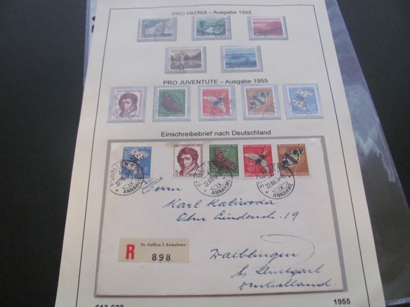 SWITZERLAND USED STAMPS & COVERS COLL. ON PAGES 1930-2005 $2K-$3K CAT. XF (191)