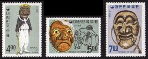 Korea (South) #552-554 set/3 mnh - 1967 Folklore Series - masks