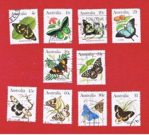 Australia #872-880  VF used  Butterflies   Free S/H