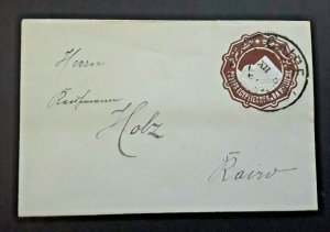 Cairo Egypt Mourning Cover Embossed Egyptian Stamp Cancelled Over It