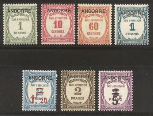 ANDORRA (FR) #J9-15 Mint - 1931-33 Postage Due Set