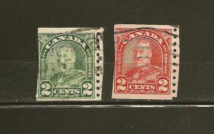 Canada SC#180-181 KGV Arch Machine Cut Coil Stamps Used