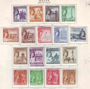 Malta Sc 246-262 1956 1st QE II long stamp set  mint