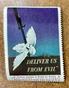 WWII US Home Front War Poster Label #14 Deliver us from Evil, fight for peace